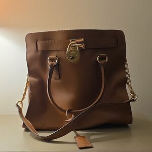 Michael Kors Brown Tote with Gold Accents